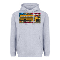 Heather Grey school bus camouflage american flag license plate Heavyweight Hoodie - Artiststas