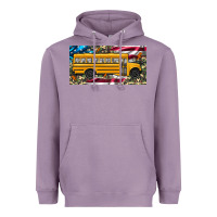 Lavender school bus camouflage american flag license plate Heavyweight Hoodie - Artiststas