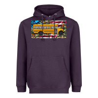 Plum school bus camouflage american flag license plate Heavyweight Hoodie - Artiststas