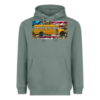 Sage school bus camouflage american flag license plate Heavyweight Hoodie - Artiststas