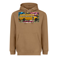 Toasted Coconut school bus camouflage american flag license plate Heavyweight Hoodie - Artiststas