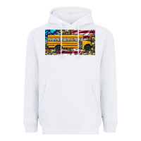 White school bus camouflage american flag license plate Heavyweight Hoodie - Artiststas