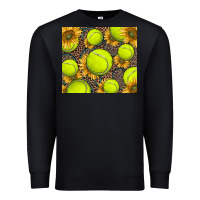 Black tennis ball with sunflower and racket Premium Sweatshirt - BarkalooDesign