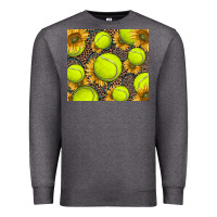Charcoal Heather tennis ball with sunflower and racket Premium Sweatshirt - BarkalooDesign