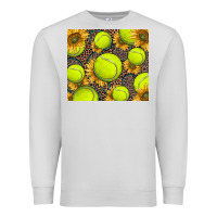 Dove Grey tennis ball with sunflower and racket Premium Sweatshirt - BarkalooDesign