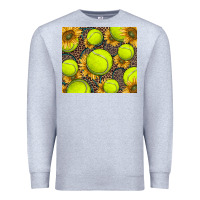 Heather Grey tennis ball with sunflower and racket Premium Sweatshirt - BarkalooDesign
