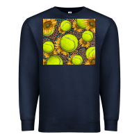 Navy tennis ball with sunflower and racket Premium Sweatshirt - BarkalooDesign