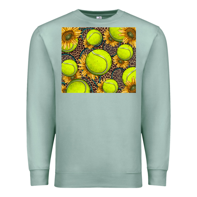 Tennis Ball With Sunflower And Racket Premium Sweatshirt by BarkalooDesign | Teevron