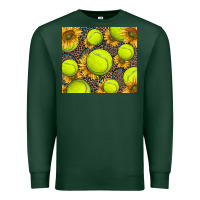 Sports Green tennis ball with sunflower and racket Premium Sweatshirt - BarkalooDesign
