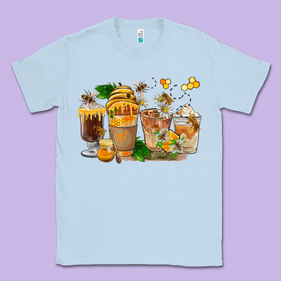 Honey Bee Coffee Cups Classic Tee Designed By Fadigitalartstudio