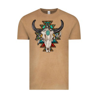 Vintage Camel western aztec bull skull with gemstone Vintage Tee - texasbilliewilder