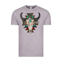 Western Aztec Bull Skull With Gemstone Vintage Tee | Teevron