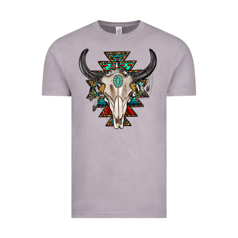 Western Aztec Bull Skull With Gemstone Vintage Tee by texasbilliewilder | Teevron