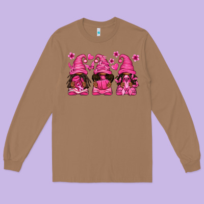Breast Cancer Afro Gnomies Long Sleeve Tee Designed By Texasbilliewilder