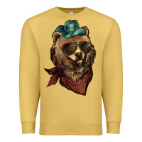 Antique Gold bear cowboy Premium Sweatshirt - NancyCooperArtShop