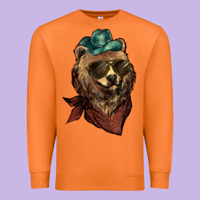 Bear Cowboy Premium Sweatshirt Designed By Nancycooperartshop