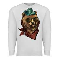 Dove Grey bear cowboy Premium Sweatshirt - NancyCooperArtShop