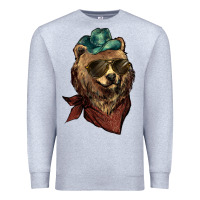 Heather Grey bear cowboy Premium Sweatshirt - NancyCooperArtShop