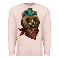 Pale Pink bear cowboy Premium Sweatshirt - NancyCooperArtShop