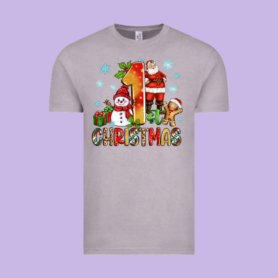 1st Christmas Santa And Snowman Vintage Tee Designed By Zillion Design Studio