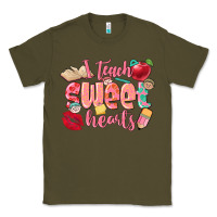 Army Green i teach sweet hearts valentine's day teacher Classic Tee - FaDigitalArtStudio