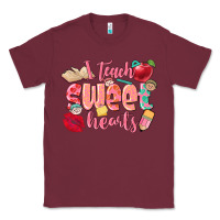 Burgundy i teach sweet hearts valentine's day teacher Classic Tee - FaDigitalArtStudio