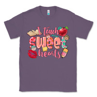 Lavender i teach sweet hearts valentine's day teacher Classic Tee - FaDigitalArtStudio