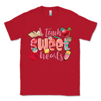 Red i teach sweet hearts valentine's day teacher Classic Tee - FaDigitalArtStudio
