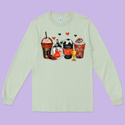 Soccer Coffee Cups Long Sleeve Tee Designed By Zillion Design Studio