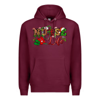 Burgundy nurse life christmas Premium Hoodie - NancyCooperArtShop