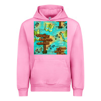 Fuchsia Pink Wooden Signboard And Gamping Map Seamless Pattern Urban Hoodie - BundleAndBundleShop