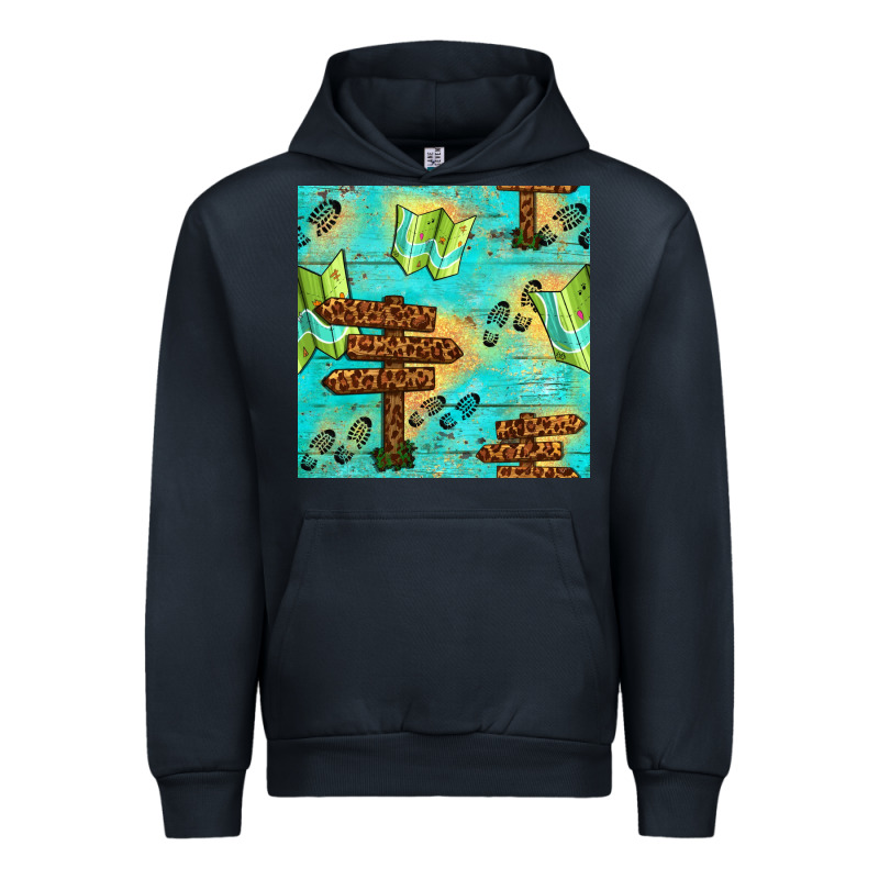 Wooden Signboard And Gamping Map Seamless Pattern Urban Hoodie by BundleAndBundleShop | Teevron