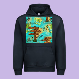 Wooden Signboard And Gamping Map Seamless Pattern Urban Hoodie Designed By Bundleandbundleshop