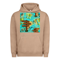 Pigment Burro Wooden Signboard And Gamping Map Seamless Pattern Urban Hoodie - BundleAndBundleShop