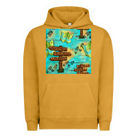 Pigment Peanut Butter Wooden Signboard And Gamping Map Seamless Pattern Urban Hoodie - BundleAndBundleShop
