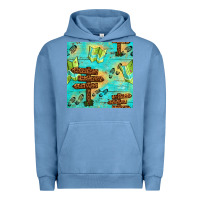Pigment Pebble Blue Wooden Signboard And Gamping Map Seamless Pattern Urban Hoodie - BundleAndBundleShop