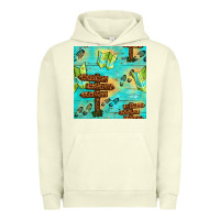 Pigment Pistachio Wooden Signboard And Gamping Map Seamless Pattern Urban Hoodie - BundleAndBundleShop