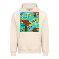 Sandshell Wooden Signboard And Gamping Map Seamless Pattern Urban Hoodie - BundleAndBundleShop