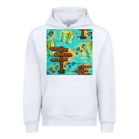 White Wooden Signboard And Gamping Map Seamless Pattern Urban Hoodie - BundleAndBundleShop