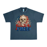 Midnight Navy born to be free skeleton Urban Heavy Tee - Zillion Design Studio