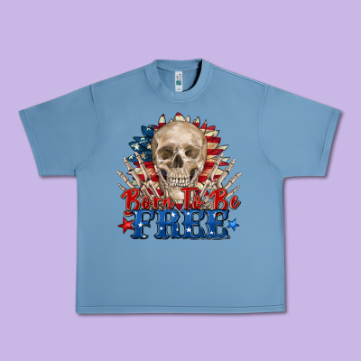 Urban Heavy Tee born to be free skeleton