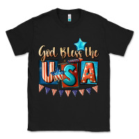 Black God bless the USA 4th of july Classic Tee - CowGirlArtShop