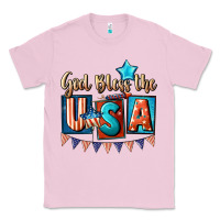 Bubblegum Pink God bless the USA 4th of july Classic Tee - CowGirlArtShop
