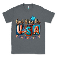 Charcoal Heather God bless the USA 4th of july Classic Tee - CowGirlArtShop