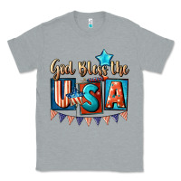 Heather Grey God bless the USA 4th of july Classic Tee - CowGirlArtShop