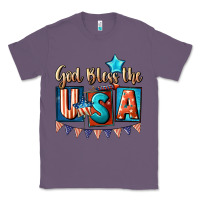 Lavender God bless the USA 4th of july Classic Tee - CowGirlArtShop