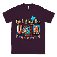 Plum God bless the USA 4th of july Classic Tee - CowGirlArtShop