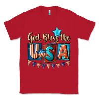 Red God bless the USA 4th of july Classic Tee - CowGirlArtShop