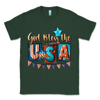 Sports Green God bless the USA 4th of july Classic Tee - CowGirlArtShop