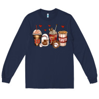 Navy baseball coffee cups Long Sleeve Tee - Zillion Design Studio